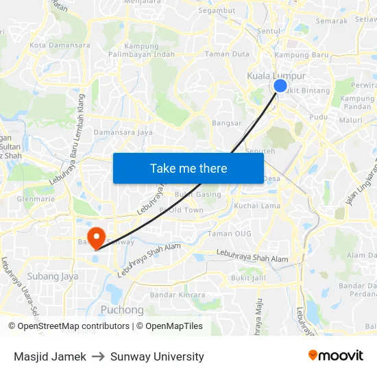 Masjid Jamek to Sunway University map
