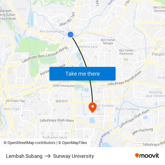 Lembah Subang to Sunway University map