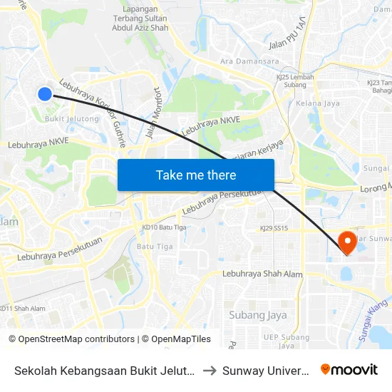 Sekolah Kebangsaan Bukit Jelutong to Sunway University map
