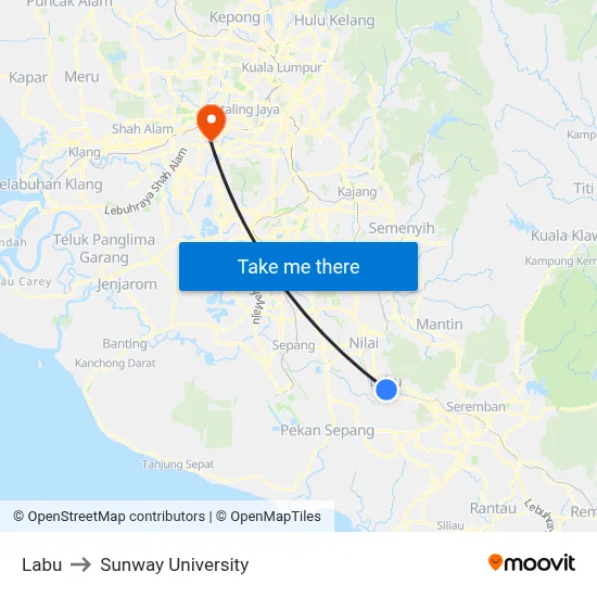 Labu to Sunway University map
