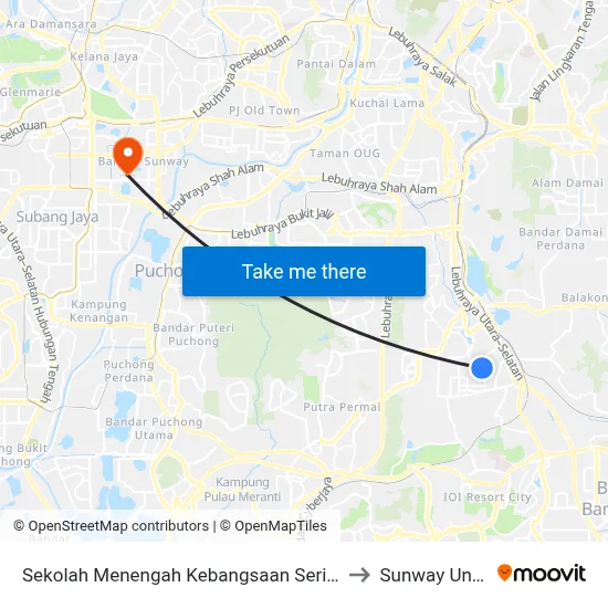 Sekolah Menengah Kebangsaan Seri Serdang (Sj125) to Sunway University map