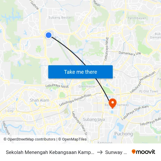 Sekolah Menengah Kebangsaan Kampung Melayu Subang (Sa666) to Sunway University map
