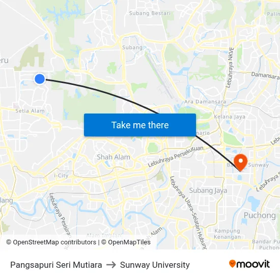 Pangsapuri Seri Mutiara to Sunway University map