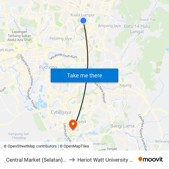 Central Market (Selatan) (Kl109) to Heriot Watt University Malaysia map