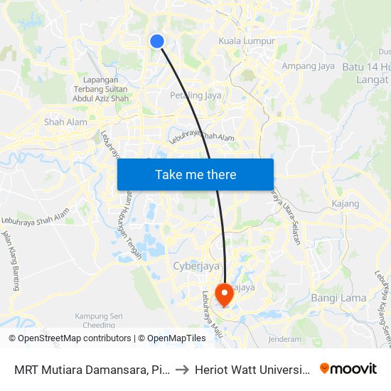 MRT Mutiara Damansara, Pintu C (Pj814) to Heriot Watt University Malaysia map