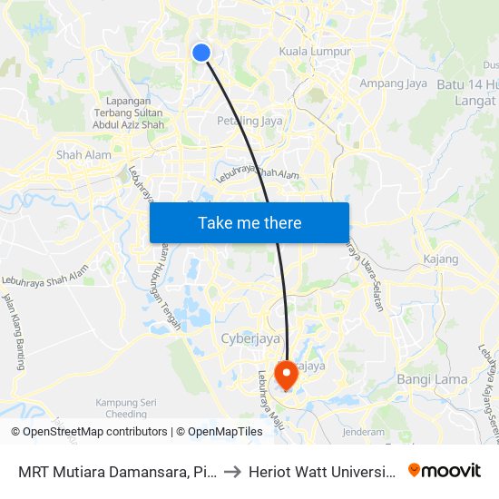 MRT Mutiara Damansara, Pintu B (Pj809) to Heriot Watt University Malaysia map