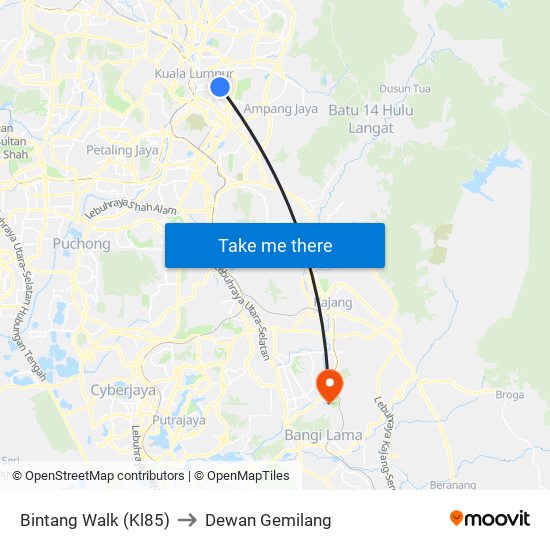 Bintang Walk (Kl85) to Dewan Gemilang map