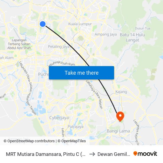 MRT Mutiara Damansara, Pintu C (Pj814) to Dewan Gemilang map