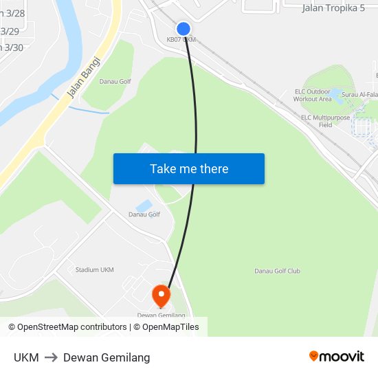 UKM to Dewan Gemilang map