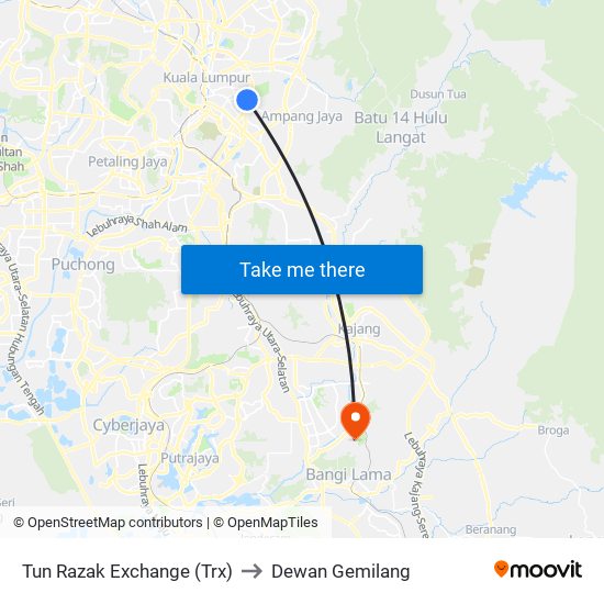 Tun Razak Exchange (Trx) to Dewan Gemilang map