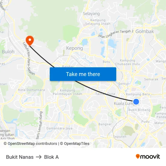 Bukit Nanas to Blok A map