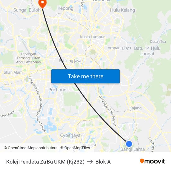 Kolej Pendeta Za'Ba UKM (Kj232) to Blok A map