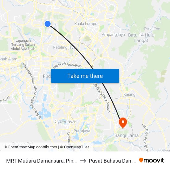 MRT Mutiara Damansara, Pintu C (Pj814) to Pusat Bahasa Dan Liguistik map