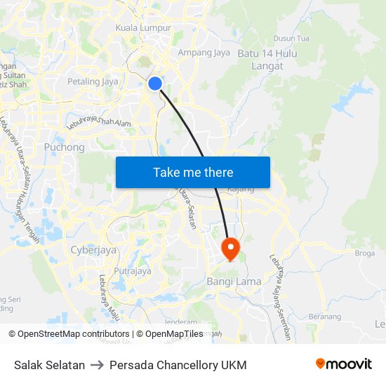 Salak Selatan to Persada Chancellory UKM map