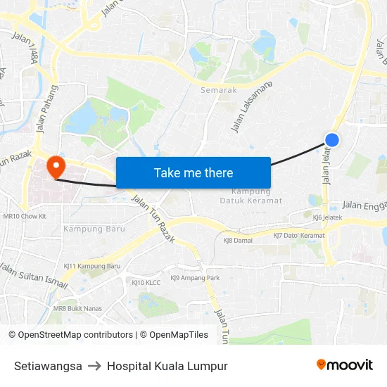 Setiawangsa to Hospital Kuala Lumpur map