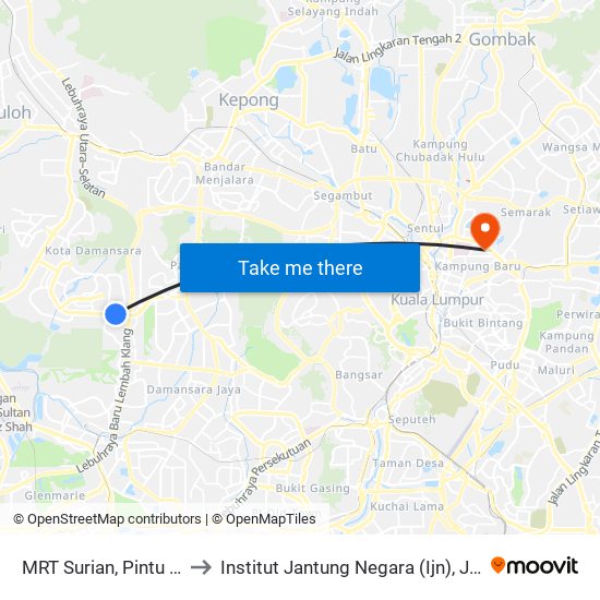 MRT Surian, Pintu B (Pj368) to Institut Jantung Negara (Ijn), Jalan Tun Razak map