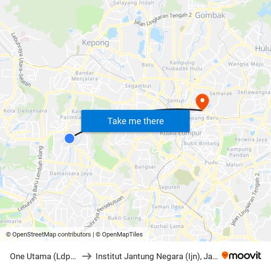 One Utama (Ldp) (Pj532) to Institut Jantung Negara (Ijn), Jalan Tun Razak map