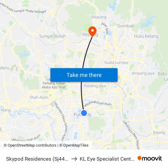 Skypod Residences (Sj447) to KL Eye Specialist Centre map