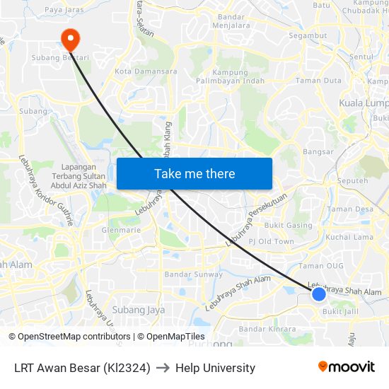LRT Awan Besar (Kl2324) to Help University map