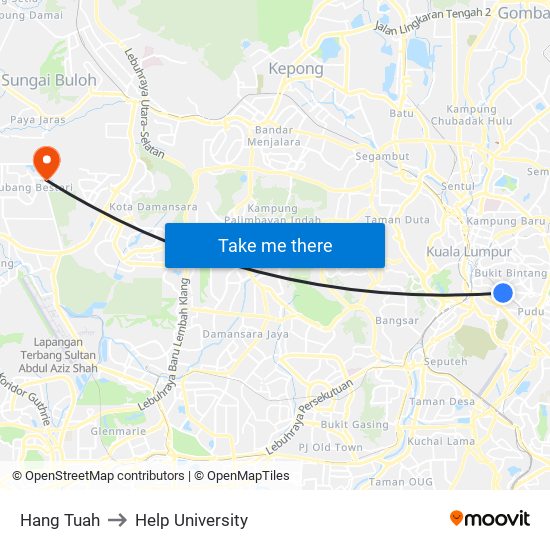 Hang Tuah to Help University map