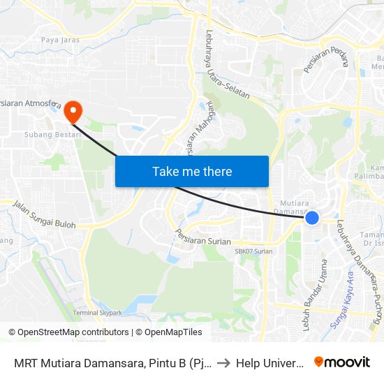 MRT Mutiara Damansara, Pintu B (Pj809) to Help University map