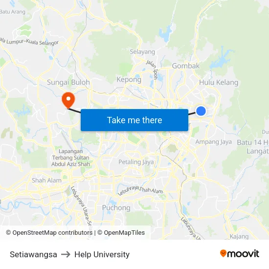 Setiawangsa to Help University map