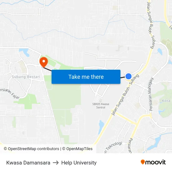 Kwasa Damansara to Help University map