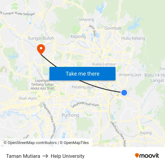 Taman Mutiara to Help University map