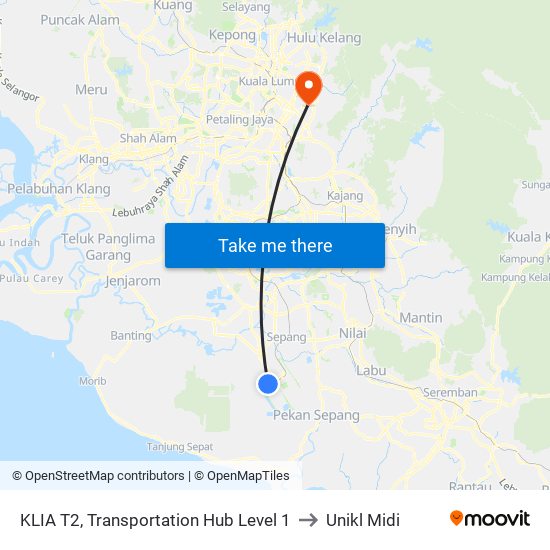 KLIA T2, Transportation Hub Level 1 to Unikl Midi map