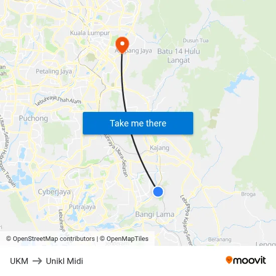 UKM to Unikl Midi map