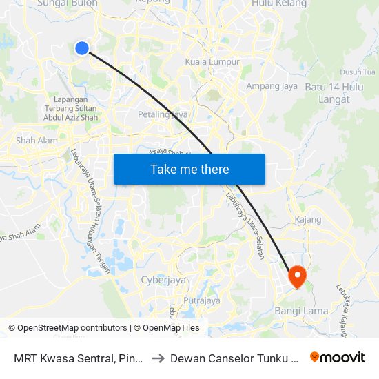 MRT Kwasa Sentral, Pintu A (Sa1020) to Dewan Canselor Tunku Abdul Rahman map