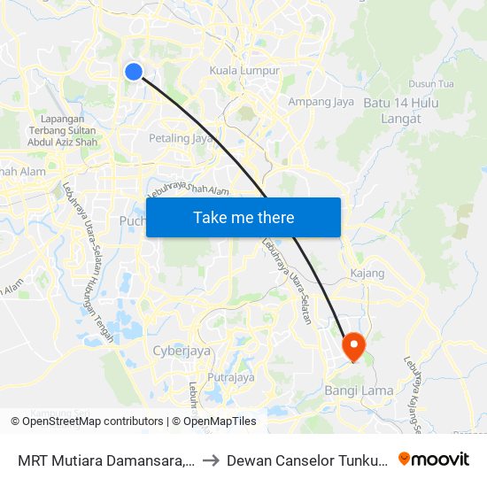 MRT Mutiara Damansara, Pintu B (Pj809) to Dewan Canselor Tunku Abdul Rahman map