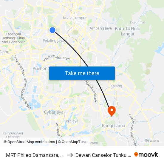 MRT Phileo Damansara, Pintu A (Pj823) to Dewan Canselor Tunku Abdul Rahman map