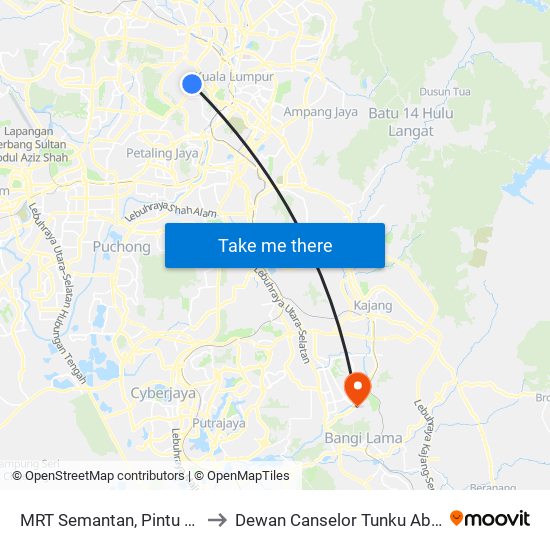 MRT Semantan, Pintu B (Kl1174) to Dewan Canselor Tunku Abdul Rahman map