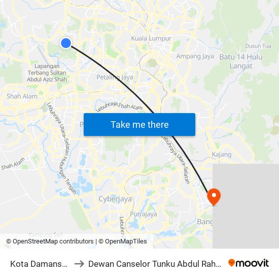 Kota Damansara to Dewan Canselor Tunku Abdul Rahman map