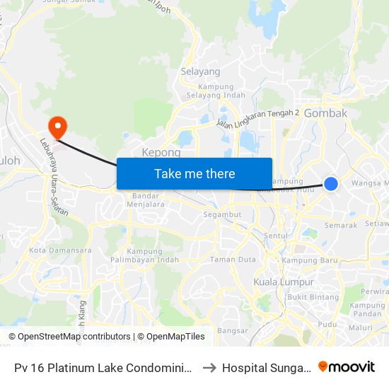 Pv 16 Platinum Lake Condominium (Kl1520) to Hospital Sungai Buloh map