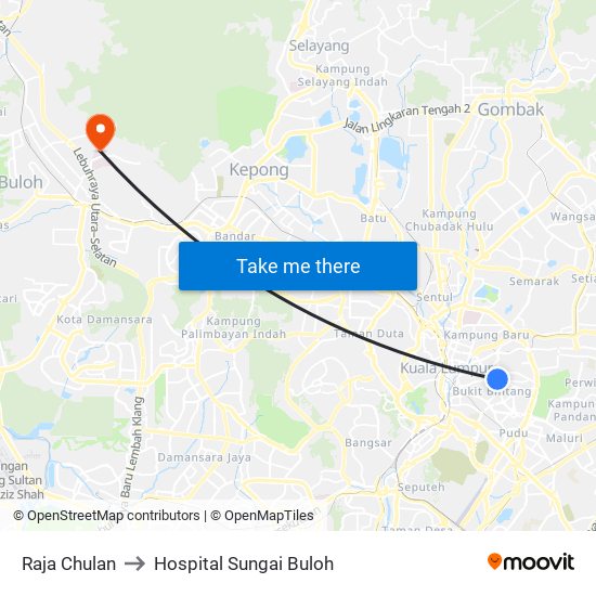 Raja Chulan to Hospital Sungai Buloh map