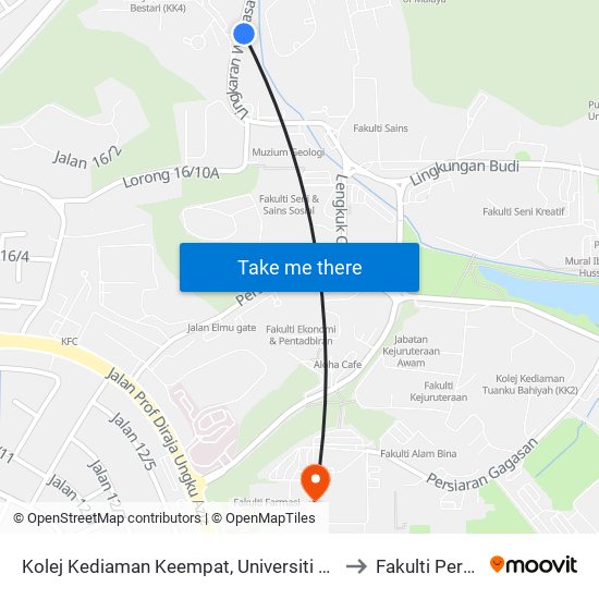 Kolej Kediaman Keempat, Universiti Malaya (Kl2348) to Fakulti Perubatan map