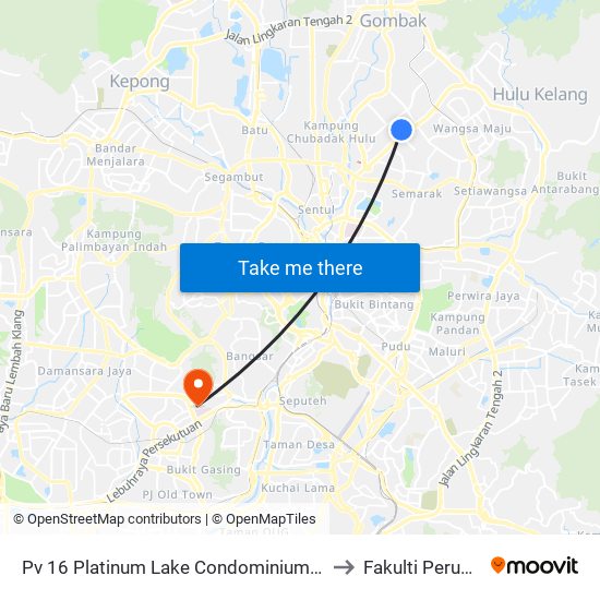 Pv 16 Platinum Lake Condominium (Kl1520) to Fakulti Perubatan map