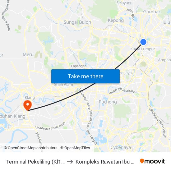 Terminal Pekeliling (Kl1818) to Kompleks Rawatan Ibu & Bayi map