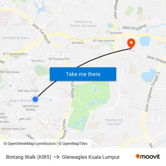 Bintang Walk (Kl85) to Gleneagles Kuala Lumpur map