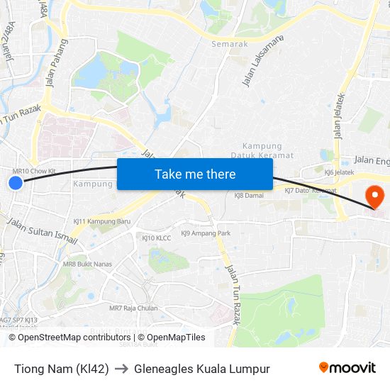 Tiong Nam (Kl42) to Gleneagles Kuala Lumpur map
