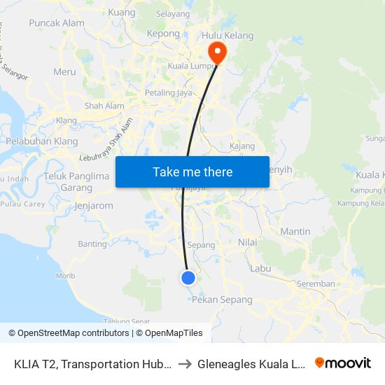KLIA T2, Transportation Hub Level 1 to Gleneagles Kuala Lumpur map