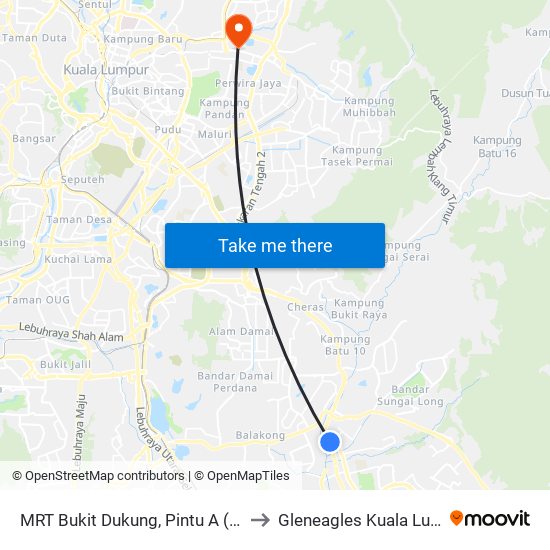 MRT Bukit Dukung, Pintu A (Kj769) to Gleneagles Kuala Lumpur map