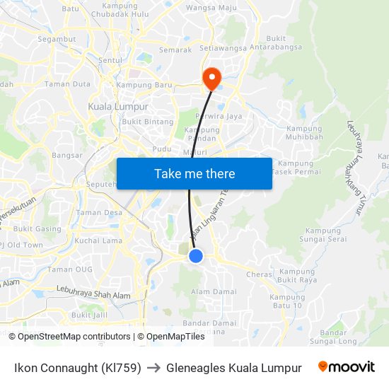 Ikon Connaught (Kl759) to Gleneagles Kuala Lumpur map