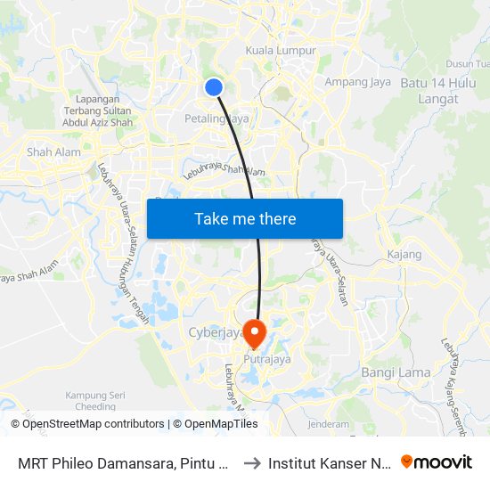 MRT Phileo Damansara, Pintu A (Pj823) to Institut Kanser Negara map