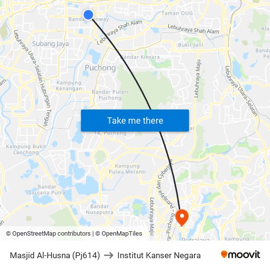 Masjid Al-Husna (Pj614) to Institut Kanser Negara map