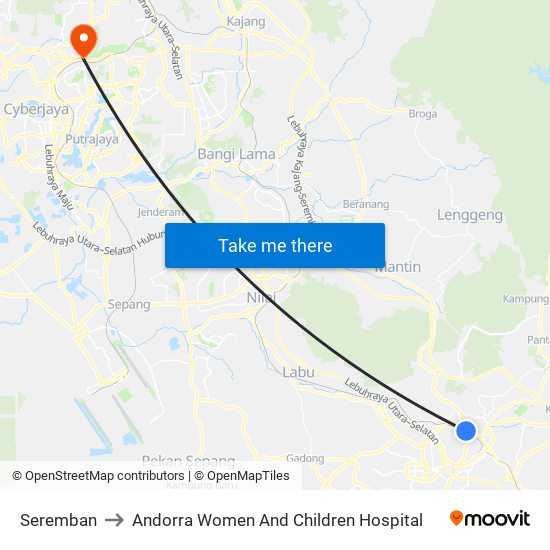 Seremban to Andorra Women And Children Hospital map