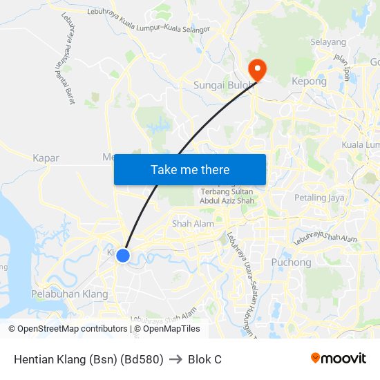 Hentian Klang (Bsn) (Bd580) to Blok C map