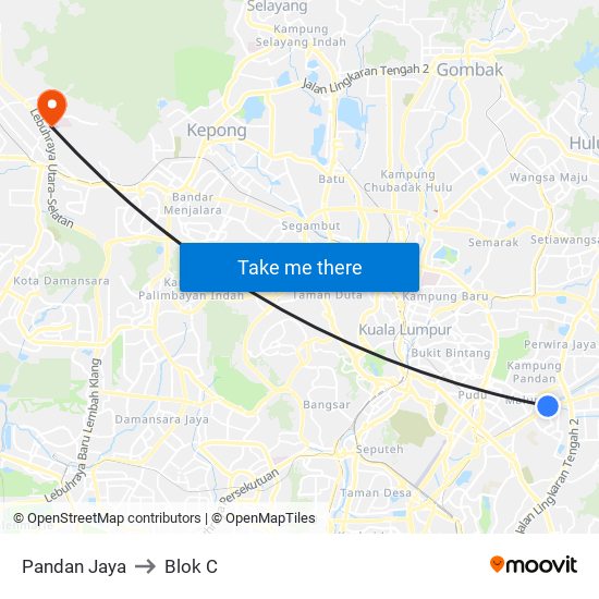 Pandan Jaya to Blok C map